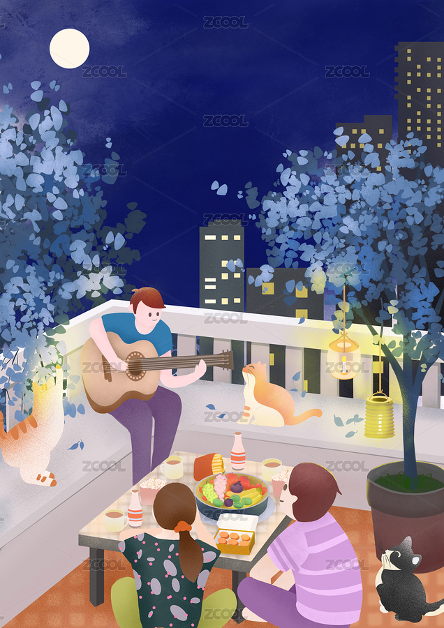 朋友在陽臺(tái)聚會(huì)（主預(yù)覽-3784231） - 未分類 - 站酷設(shè)計(jì)師畫畫的寂陽JIYANG原創(chuàng)素材 - 站酷ZCOOL