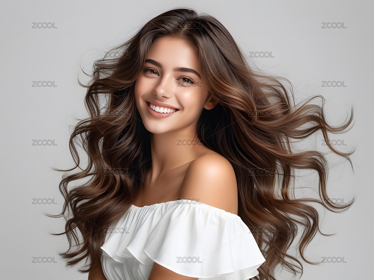 發(fā)質光澤靚麗的歐美女性人像特寫（主預覽-7655948） - 未分類 - 站酷設計師蔚藍的白日夢原創(chuàng)素材 - 站酷ZCOOL