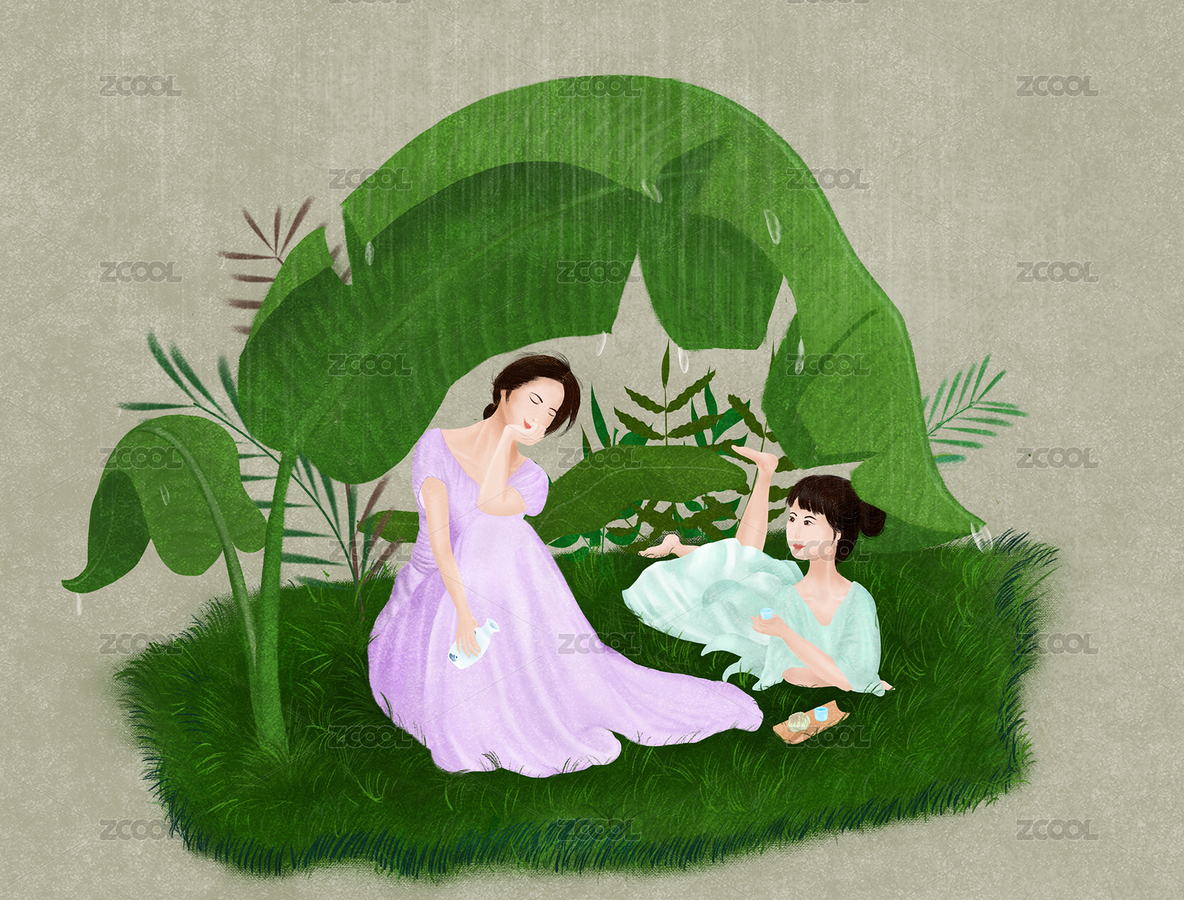 雨季里草坪上喝酒對飲的姐姐妹妹（主預(yù)覽-7722040） - 未分類 - 站酷設(shè)計(jì)師21的插畫生活原創(chuàng)素材 - 站酷ZCOOL