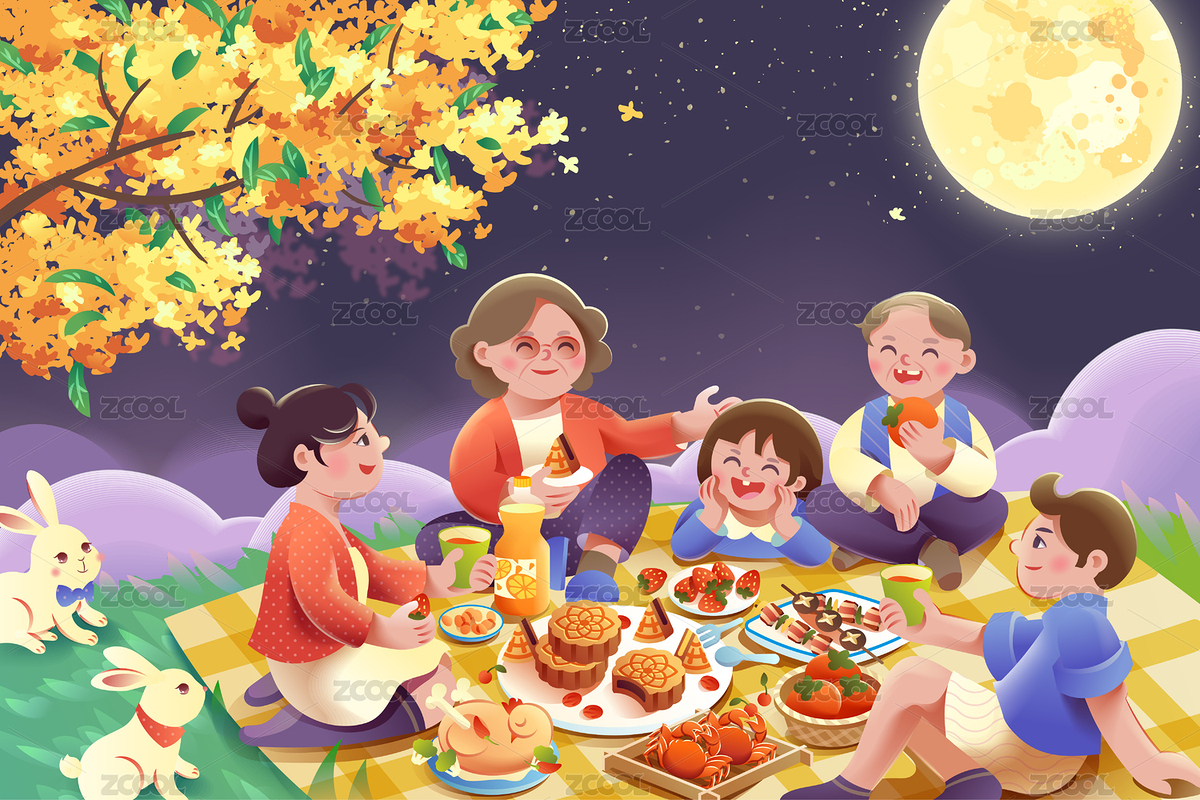 中秋一家人野餐矢量插畫（主預(yù)覽-8518050） - 未分類 - 站酷設(shè)計(jì)師小玉輝輝桃原創(chuàng)素材 - 站酷ZCOOL