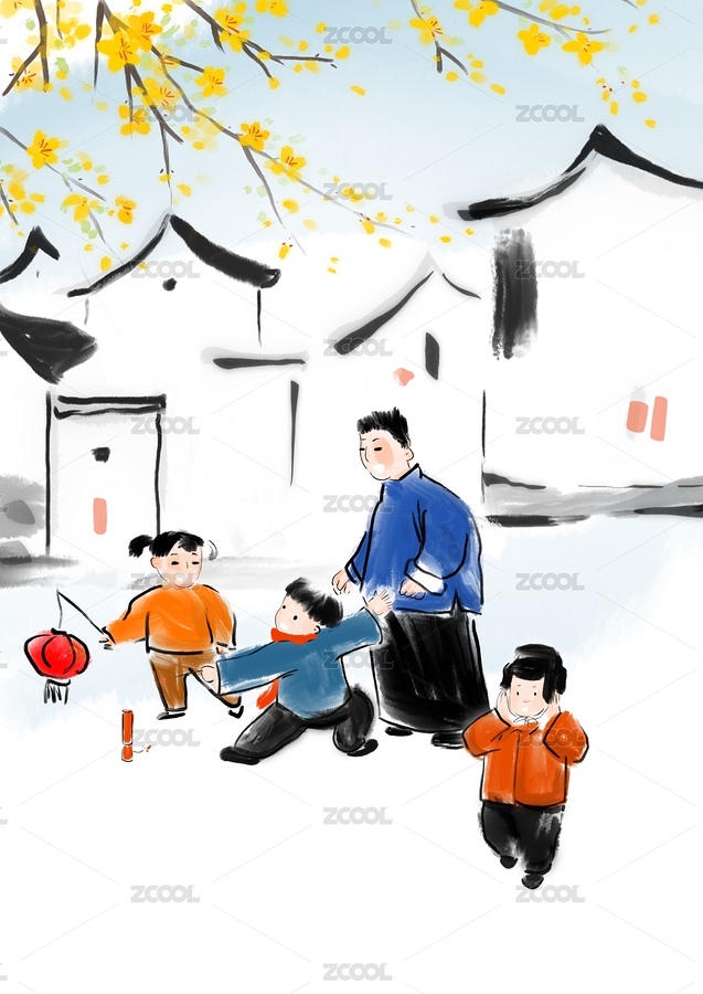 春節(jié)年俗傳統(tǒng)節(jié)日風俗插畫（主預覽-7822563） - 未分類 - 站酷設計師xiangzihu1989原創(chuàng)素材 - 站酷ZCOOL