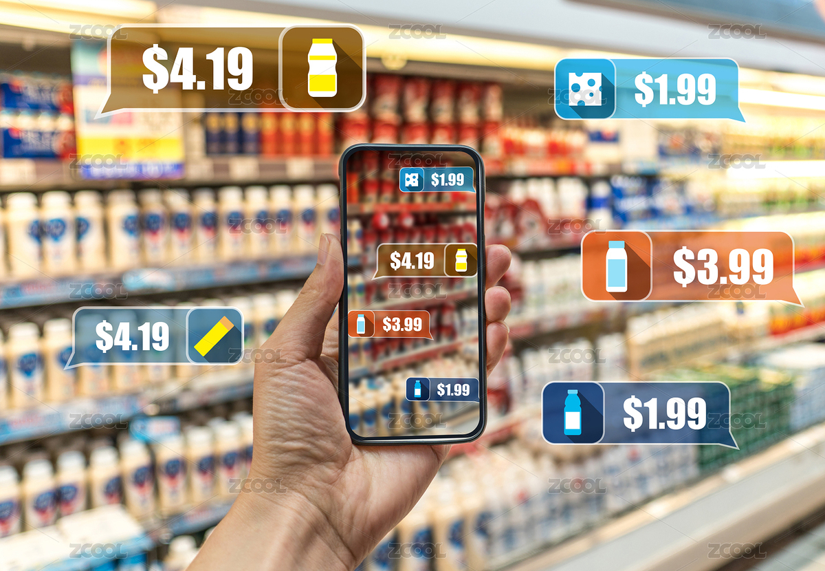 手持智能手機 AR應用查看超市商品信息（主預覽-4827826） - 未分類 - 站酷設計師mollyliang2021原創(chuàng)素材 - 站酷ZCOOL