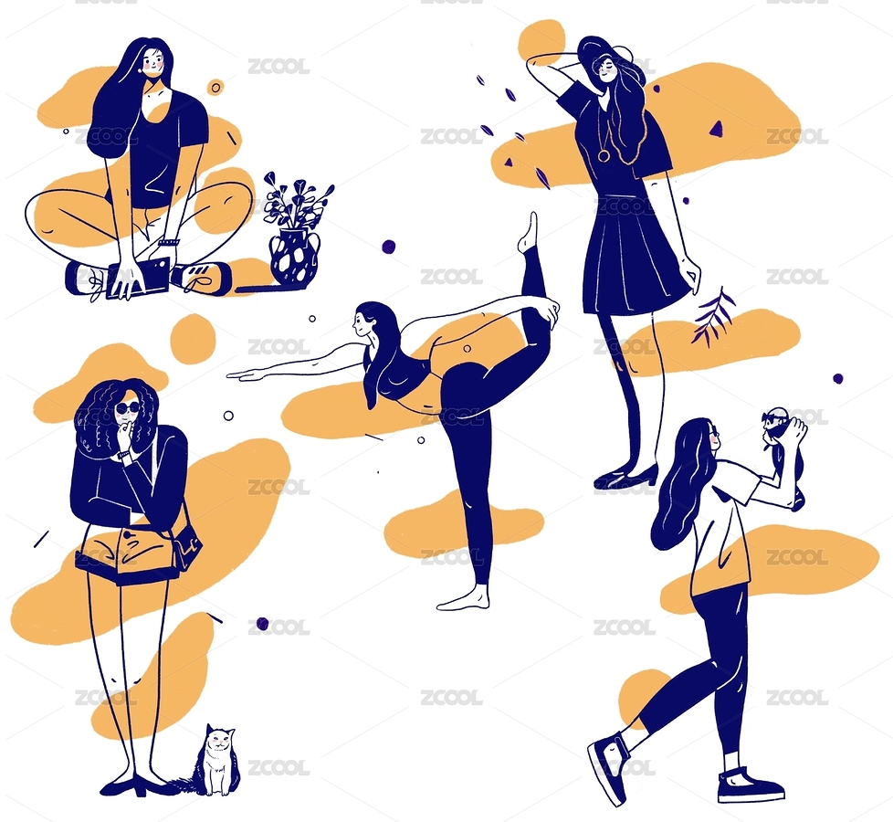 女性健康生活概念插畫(huà)（主預(yù)覽-7255768） - 未分類(lèi) - 站酷設(shè)計(jì)師GAGA–FAN原創(chuàng)素材 - 站酷ZCOOL