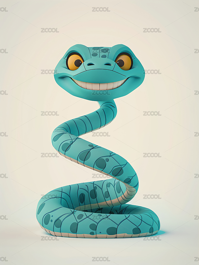 新年蛇年卡通3D可愛(ài)藍(lán)色蛇插畫（主預(yù)覽-1105394） - 未分類 - 站酷設(shè)計(jì)師AIGC哲宸視覺(jué)原創(chuàng)素材 - 站酷ZCOOL