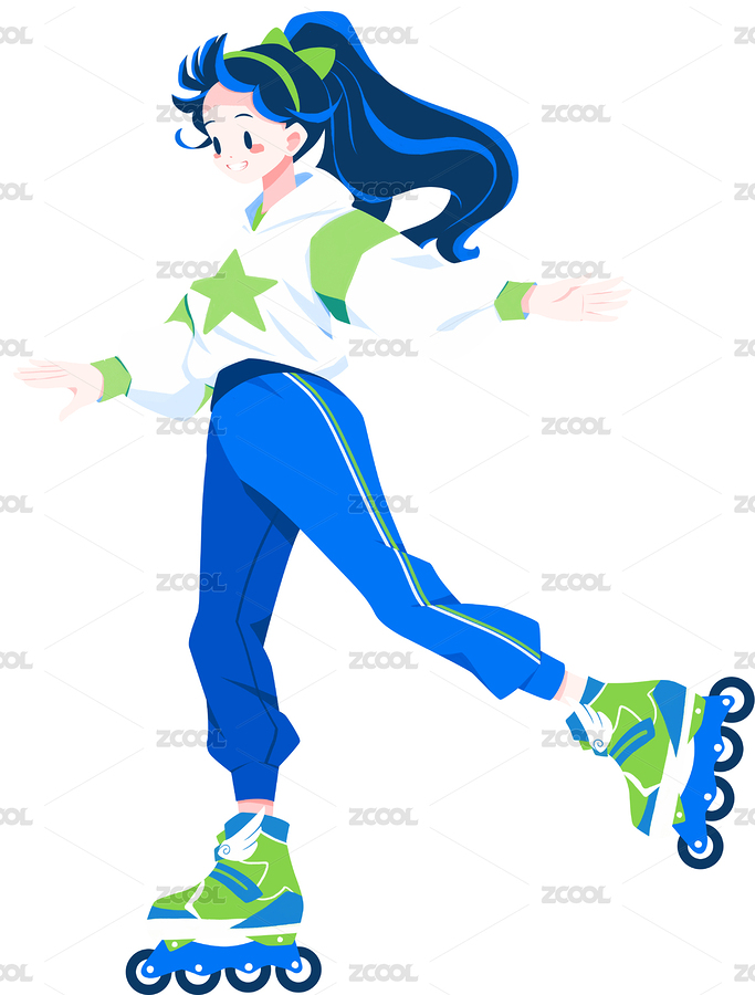 一個(gè)女孩穿著旱冰鞋在滑行（主預(yù)覽-3398272） - 未分類(lèi) - 站酷設(shè)計(jì)師SYF朝生原創(chuàng)素材 - 站酷ZCOOL