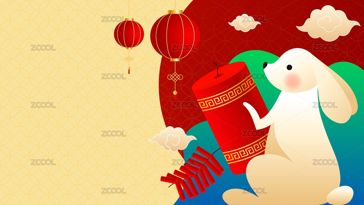 兔年春节兔子与炮竹元素 矢量风格插画（主预览-304760） - 未分类 - 站酷设计师子非鱼Art原创素材 - 站酷ZCOOL