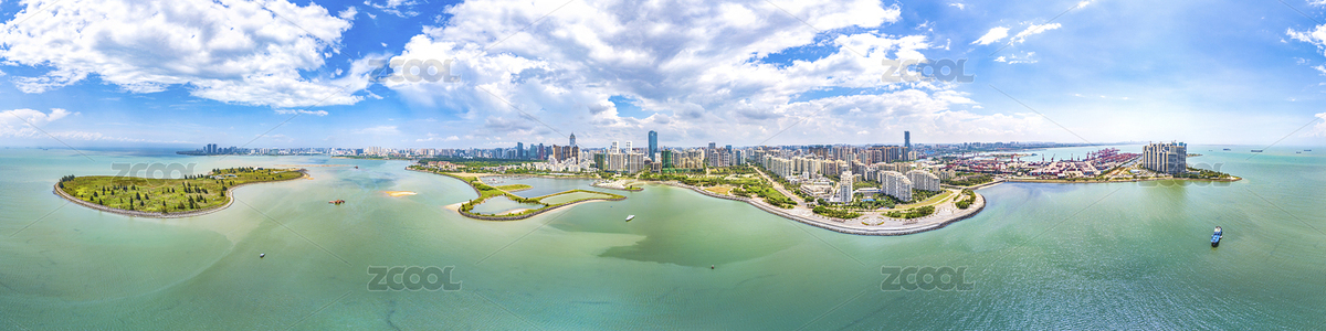 Panorama View. Haikou City Skyline with Office Buildings, Yacht Marina, Container Port and Public Parks. Hainan Province, China.（主預(yù)覽-6377941） - 未分類 - 站酷設(shè)計(jì)師美景夢(mèng)中原創(chuàng)素材 - 站酷ZCOOL