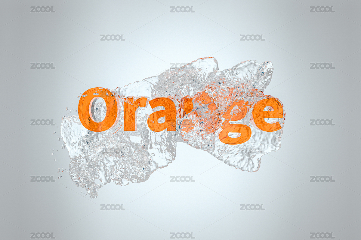 橙色英文3D字體與飛濺的液體 3D渲染（主預覽-536597） - 未分類 - 站酷設計師VinkFan原創(chuàng)素材 - 站酷ZCOOL