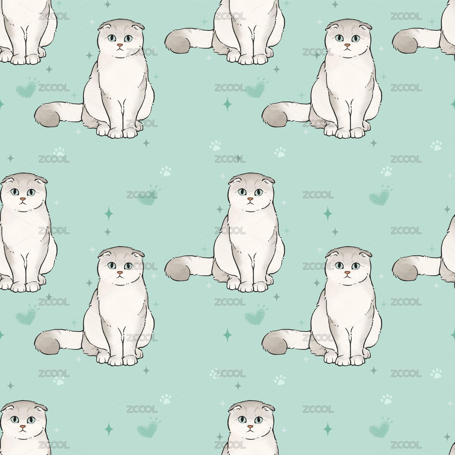 猫猫插画 无缝拼接图案