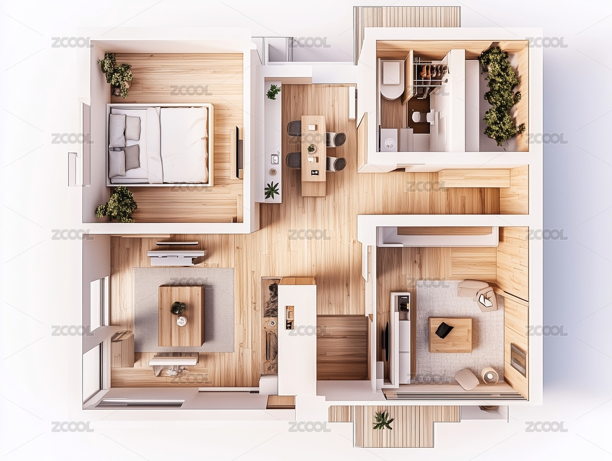 舒适现代化住宅平面图（主预览-7758438） - 未分类 - 站酷设计师知北游啊原创素材 - 站酷ZCOOL
