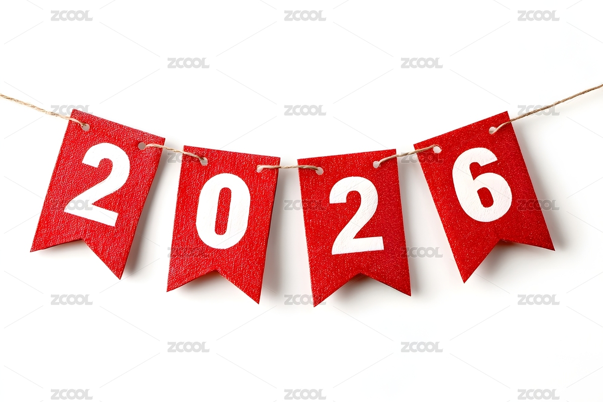 红色2026数字旗帜悬挂静物摄影高清图（主预览-12645654） - 未分类 - 站酷设计师大峰AI绘画原创素材 - 站酷ZCOOL