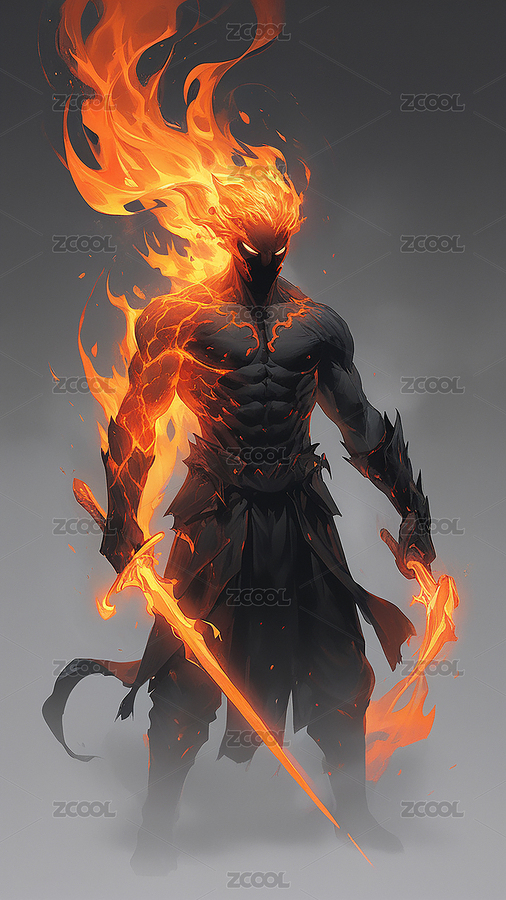 威猛的火神動(dòng)漫人物形象（主預(yù)覽-7118188） - 未分類 - 站酷設(shè)計(jì)師AI繪畫玩家老溫原創(chuàng)素材 - 站酷ZCOOL