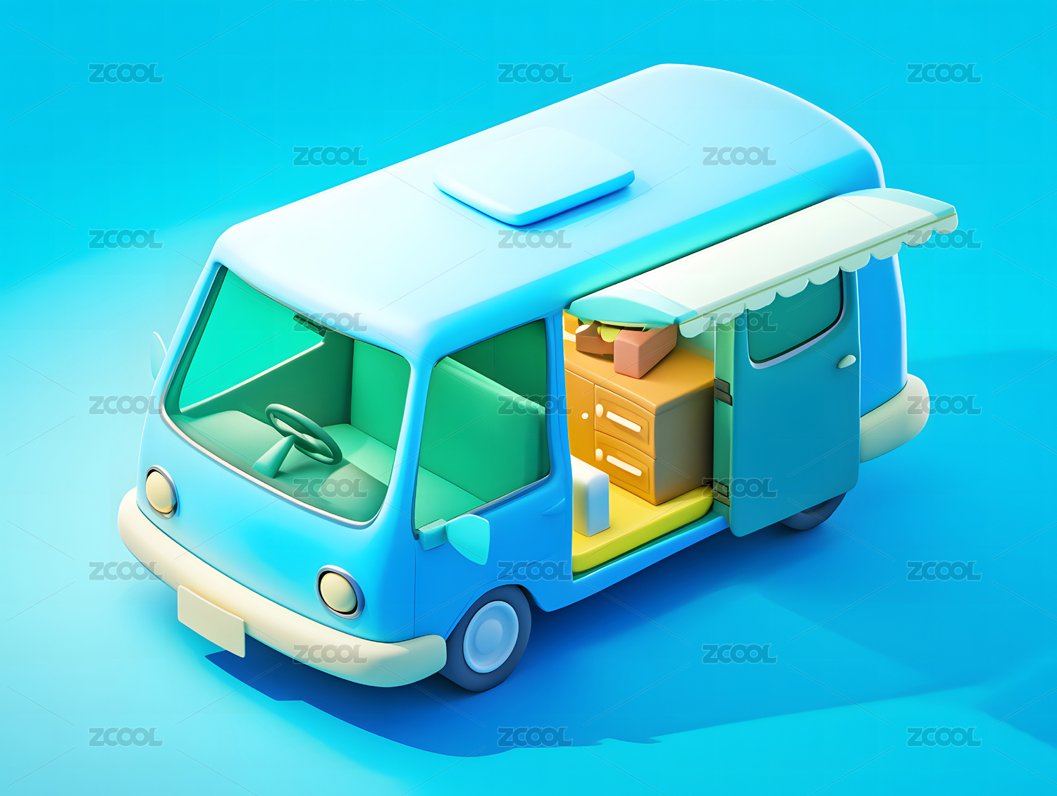 公共汽车卡通3D