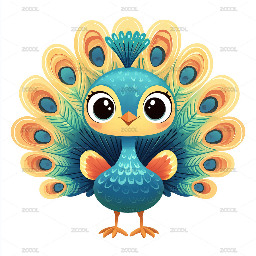 可愛卡通孔雀插畫（主預(yù)覽-2004465） - 未分類 - 站酷設(shè)計師eightgold原創(chuàng)素材 - 站酷ZCOOL