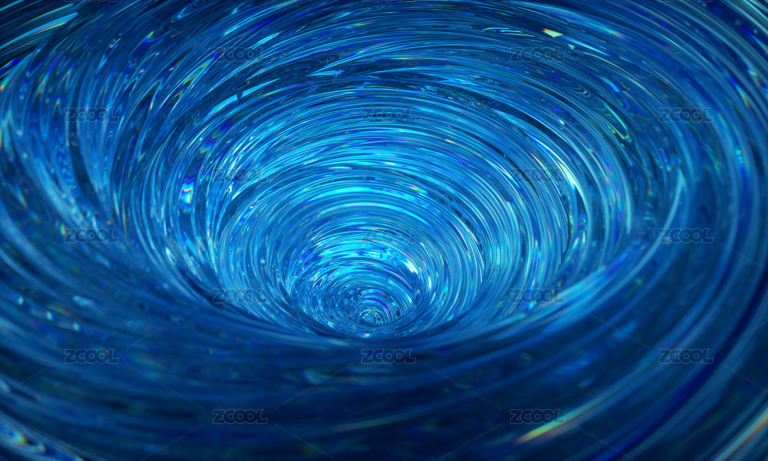 3D三维玻璃蓝色螺旋弯曲图像背景