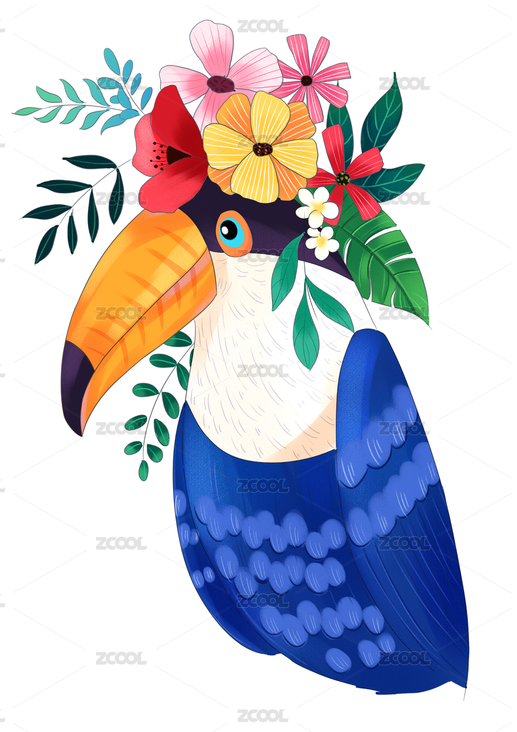 鸟与花插画可做包装