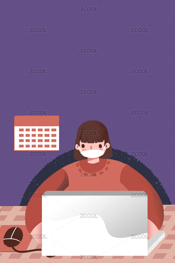 卡通戴口罩女子居家隔離居家辦公工作插畫(huà)（主預(yù)覽-8142857） - 未分類 - 站酷設(shè)計(jì)師華仔DAOHUA原創(chuàng)素材 - 站酷ZCOOL