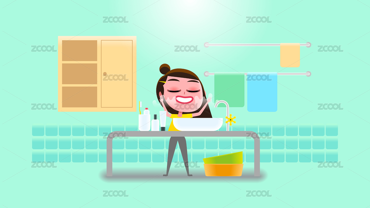 女孩清晨在盥洗室洗臉化妝（主預(yù)覽-5207717） - 未分類 - 站酷設(shè)計(jì)師Azamira1128原創(chuàng)素材 - 站酷ZCOOL