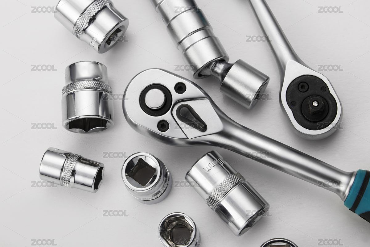 白色背景中五金工具金属扭力扳手和套筒（主预览-8144723） - 未分类 - 站酷设计师云2018原创素材 - 站酷ZCOOL