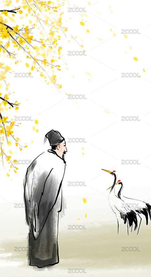诗人与仙鹤在对话（主预览-7192947） - 未分类 - 站酷设计师xiangzihu1989原创素材 - 站酷ZCOOL