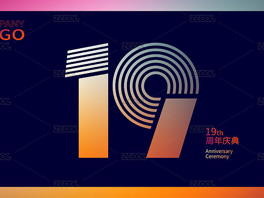 19周年庆典矢量数字海报设计