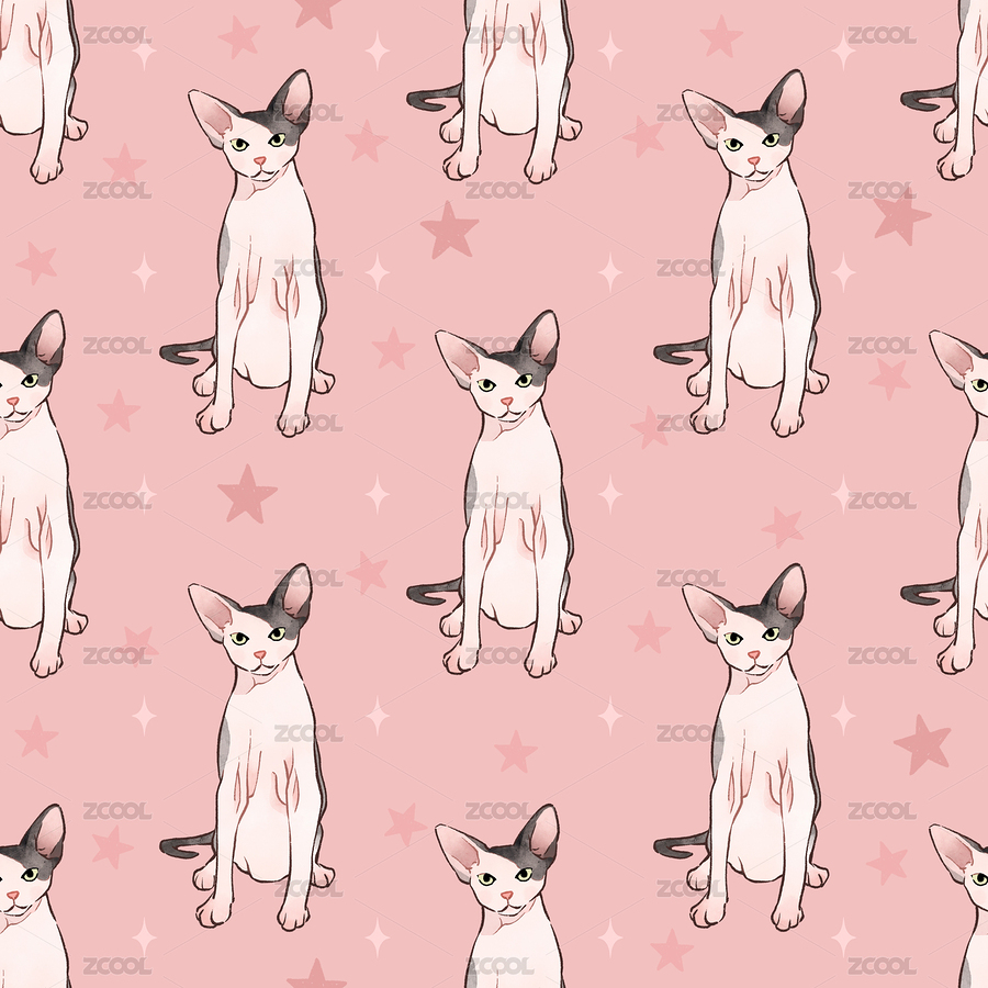 猫猫插画 无缝拼接图案（主预览-11832050） - 未分类 - 站酷设计师萌猫半只原创素材 - 站酷ZCOOL