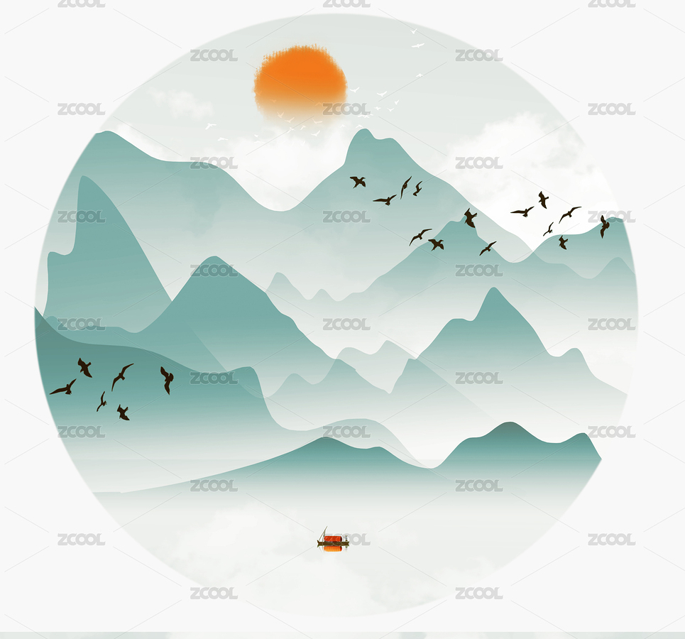 新中式山水藍色現(xiàn)代構(gòu)成客廳玄關(guān)裝飾畫（主預覽-7831408） - 未分類 - 站酷設計師心靈藝坊原創(chuàng)素材 - 站酷ZCOOL