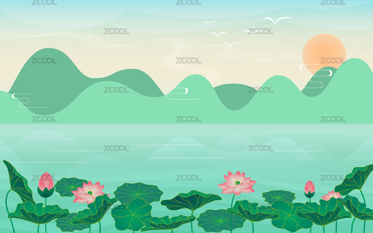 夏天荷花山水矢量背景（主预览-8879283） - 未分类 - 站酷设计师KODY_KING原创素材 - 站酷ZCOOL