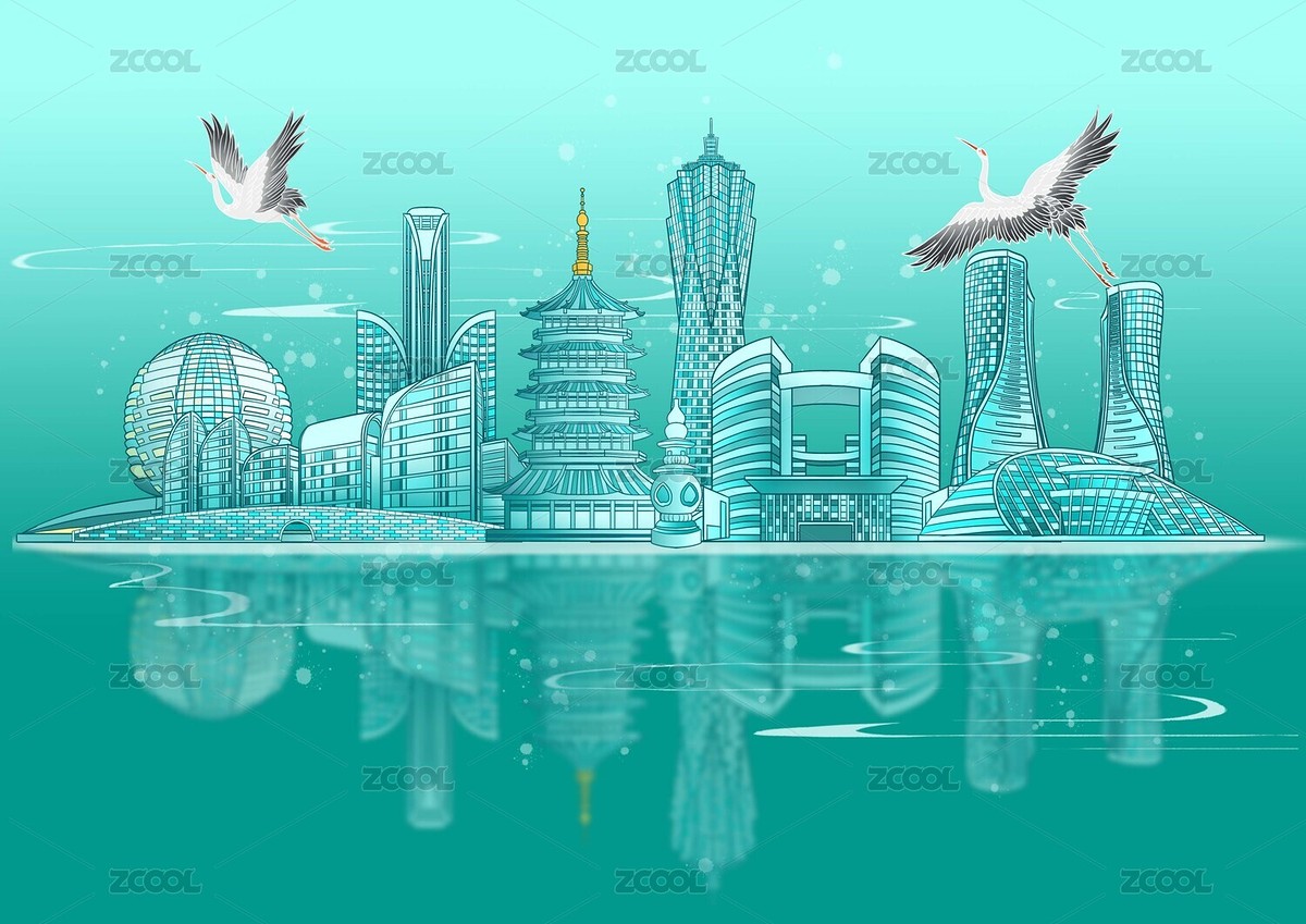 杭州现代城市建筑背景插画（主预览-8662815） - 未分类 - 站酷设计师十三DLTT原创素材 - 站酷ZCOOL