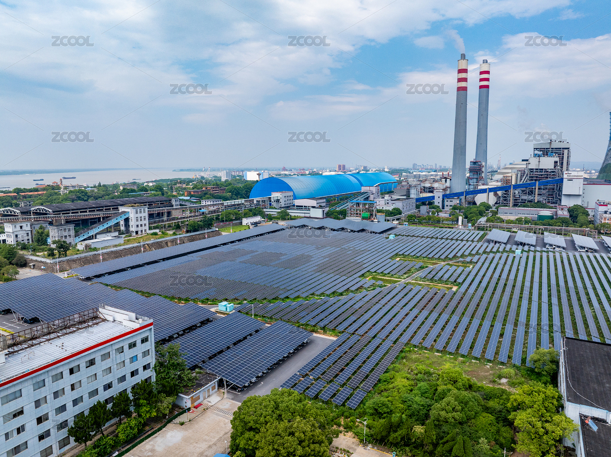 城市中的太阳能光伏板和火力发电厂（主预览-10797697） - 未分类 - 站酷设计师一庄原创素材 - 站酷ZCOOL