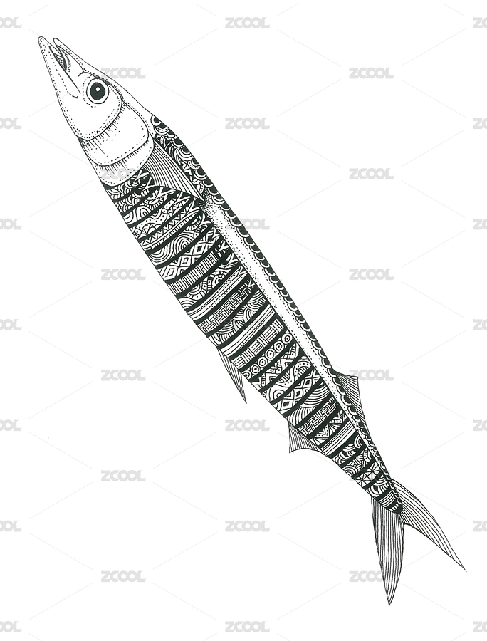 秋刀魚黑白插畫（主預(yù)覽-6044019） - 未分類 - 站酷設(shè)計師小MAY兒原創(chuàng)素材 - 站酷ZCOOL
