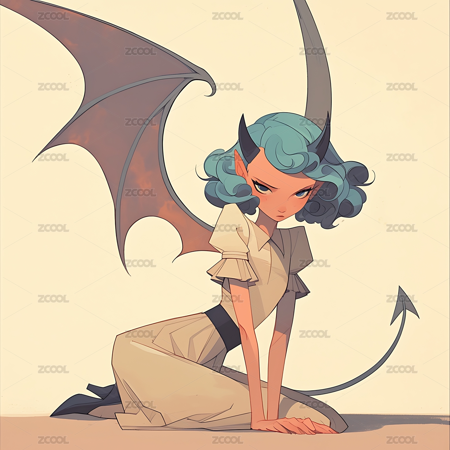 卡通动漫风恶魔少女