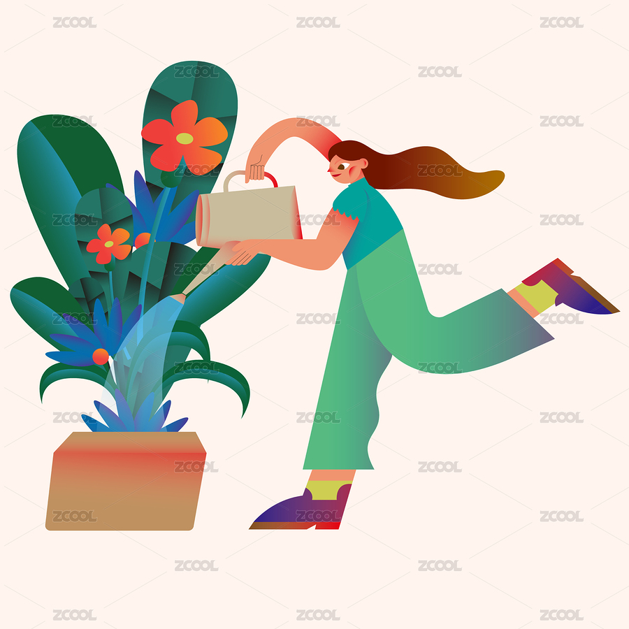 少女為綠植和盆栽澆水（主預(yù)覽-7302862） - 未分類(lèi) - 站酷設(shè)計(jì)師KANLIU原創(chuàng)素材 - 站酷ZCOOL