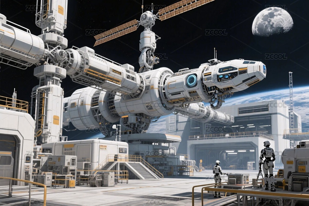 宇宙空間站科幻場(chǎng)景插畫（主預(yù)覽-10638773） - 未分類 - 站酷設(shè)計(jì)師F6VR8bwyUi原創(chuàng)素材 - 站酷ZCOOL