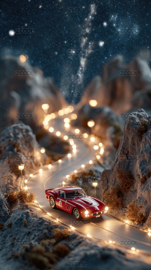 夜景山道上的红色跑车（主预览-11198999） - 未分类 - 站酷设计师山影集原创素材 - 站酷ZCOOL