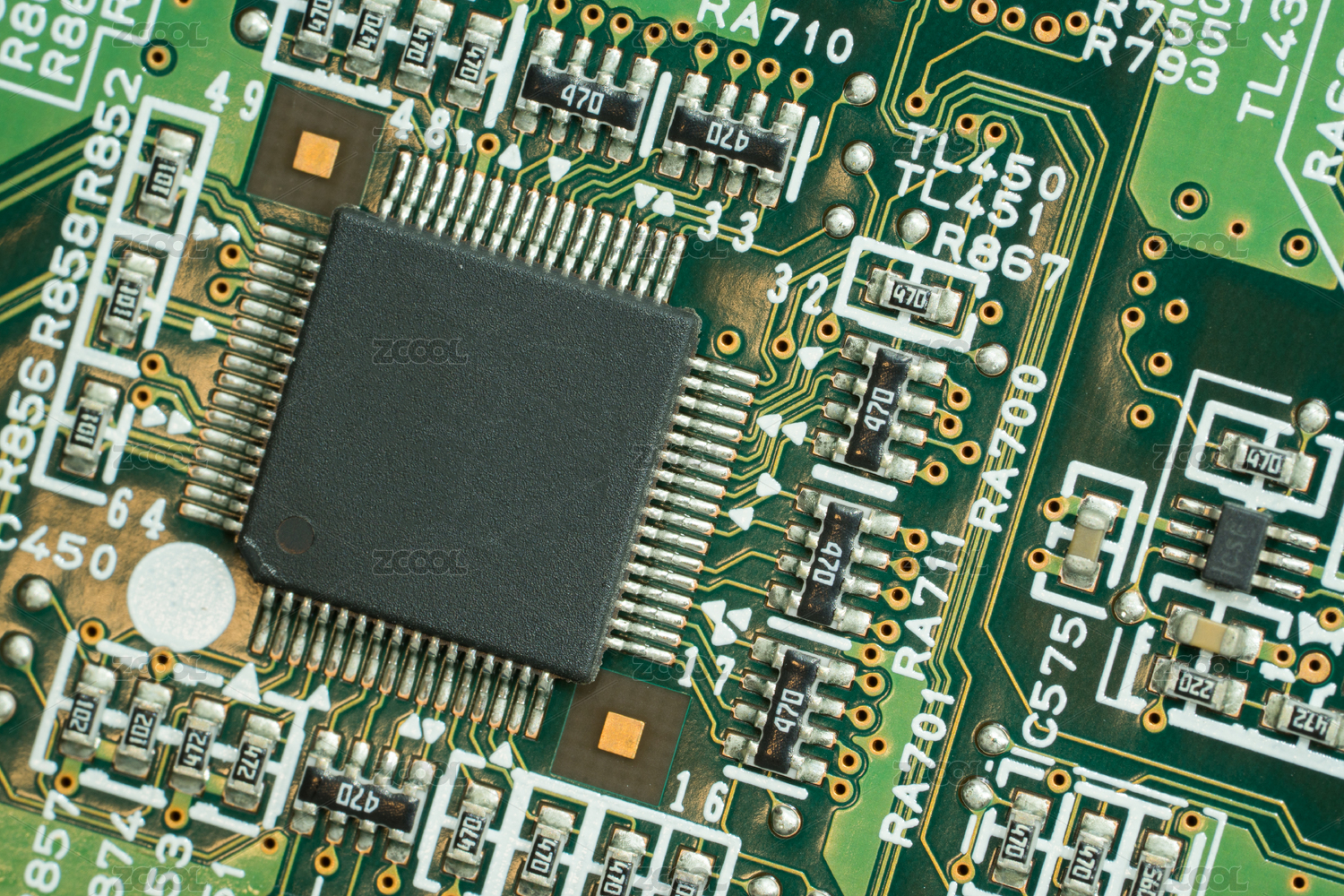 Electronic chips mounted on motherboard