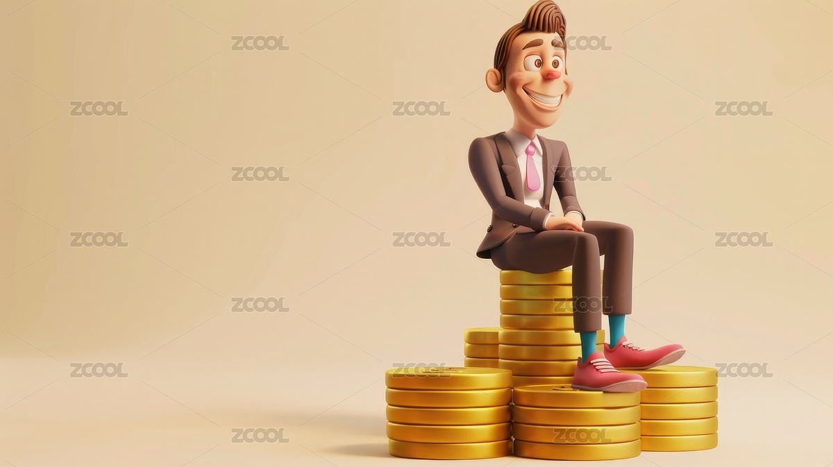 3d 卡通形象的商人坐在遺落金幣上（主預(yù)覽-5375926） - 未分類 - 站酷設(shè)計師徐瘋瘋原創(chuàng)素材 - 站酷ZCOOL
