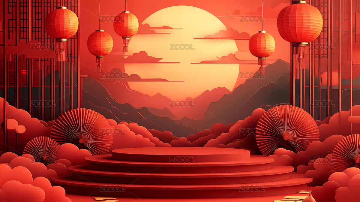 紅色節(jié)日氣氛中國建筑壁紙（主預(yù)覽-4254469） - 未分類 - 站酷設(shè)計師吉祥魚原創(chuàng)素材 - 站酷ZCOOL