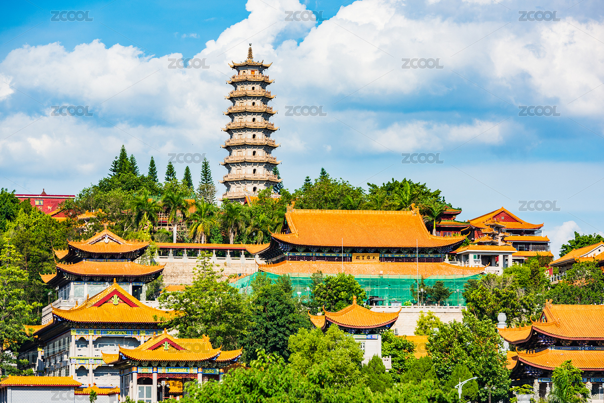 廣東梅州夏日午后藍天白云下的千佛塔寺（主預覽-6581782） - 未分類 - 站酷設計師楓葉s2018原創(chuàng)素材 - 站酷ZCOOL