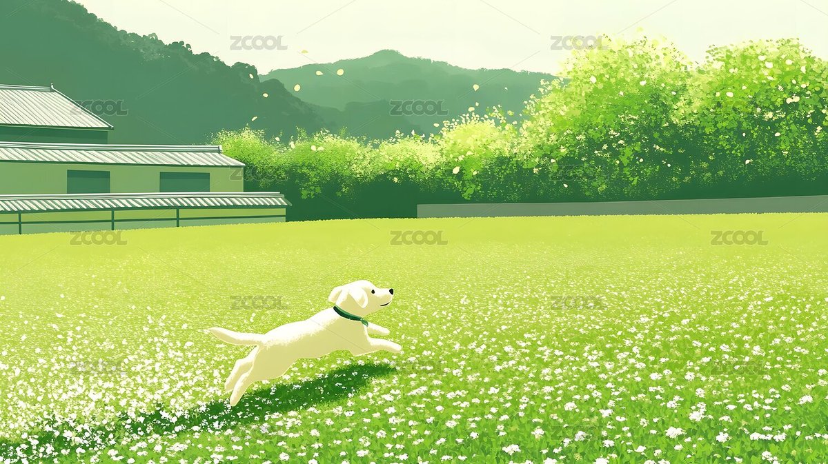小清新动物小狗在绿色草坪上奔跑（主预览-8960382） - 未分类 - 站酷设计师DEX2011原创素材 - 站酷ZCOOL