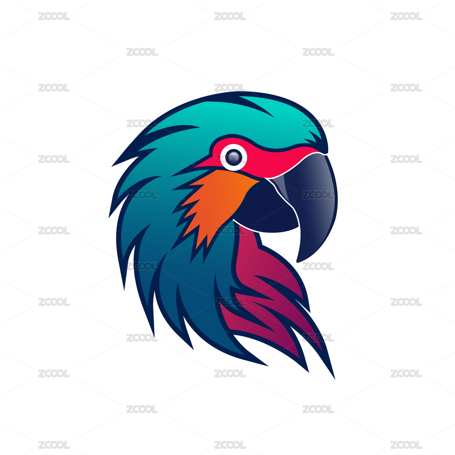 彩色的鹦鹉头logo
