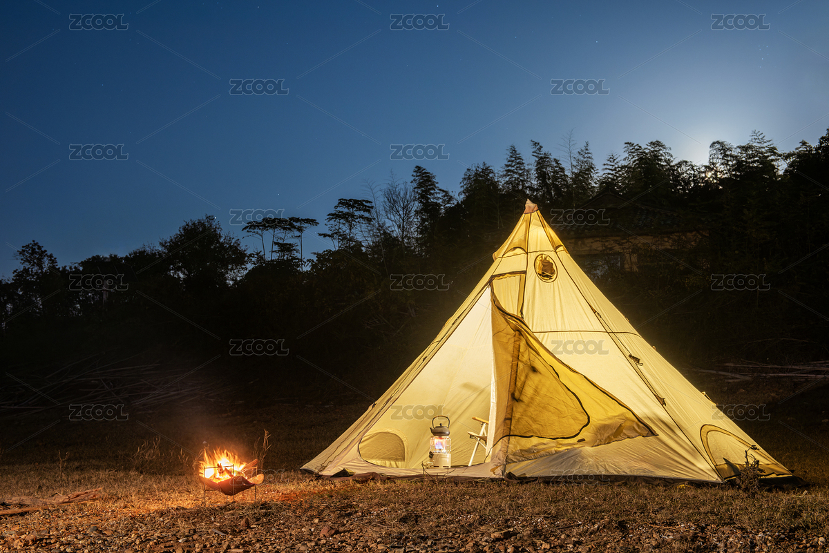 晚上露营的金字塔帐篷、篝火（主预览-2647264） - 未分类 - 站酷设计师一庄原创素材 - 站酷ZCOOL