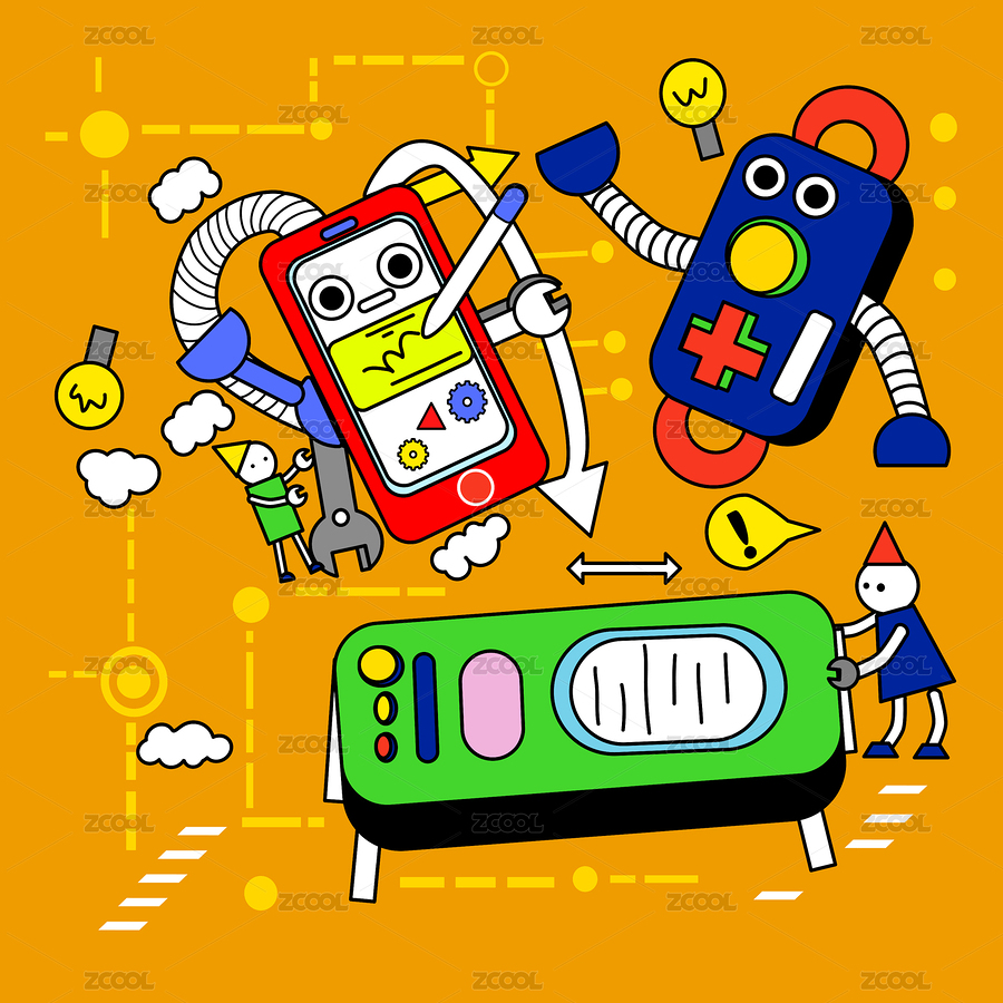 手机游戏机MP3机器人（主预览-4262083） - 未分类 - 站酷设计师萌猪童画原创素材 - 站酷ZCOOL