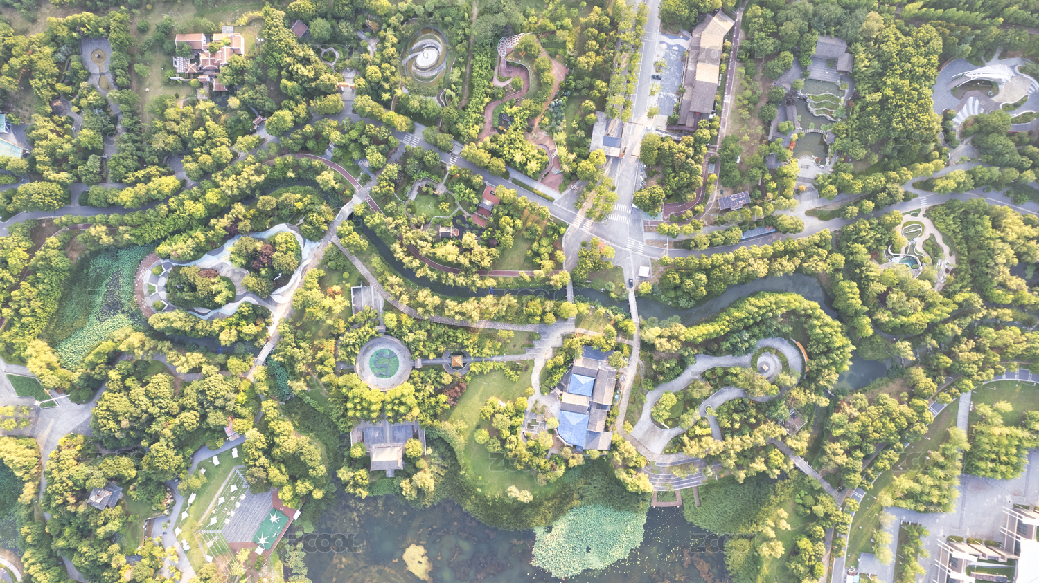 城市园林平面布局航拍
