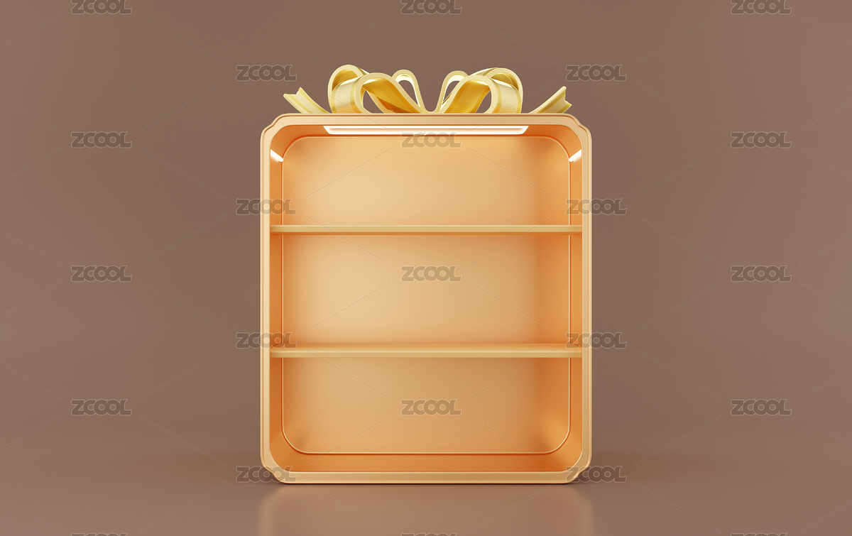 前面打开的中空三隔断金色喜庆3D礼盒货架（主预览-4913874） - 未分类 - 站酷设计师imve原创素材 - 站酷ZCOOL