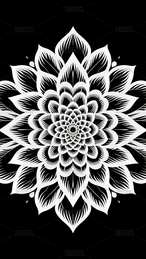 黑白曼陀罗对称图案（主预览-11847046） - 未分类 - 站酷设计师炽木视觉原创素材 - 站酷ZCOOL