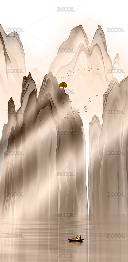 新中式玄關(guān)水墨山水裝飾畫（主預覽-2943873） - 未分類 - 站酷設(shè)計師北國小饅頭原創(chuàng)素材 - 站酷ZCOOL