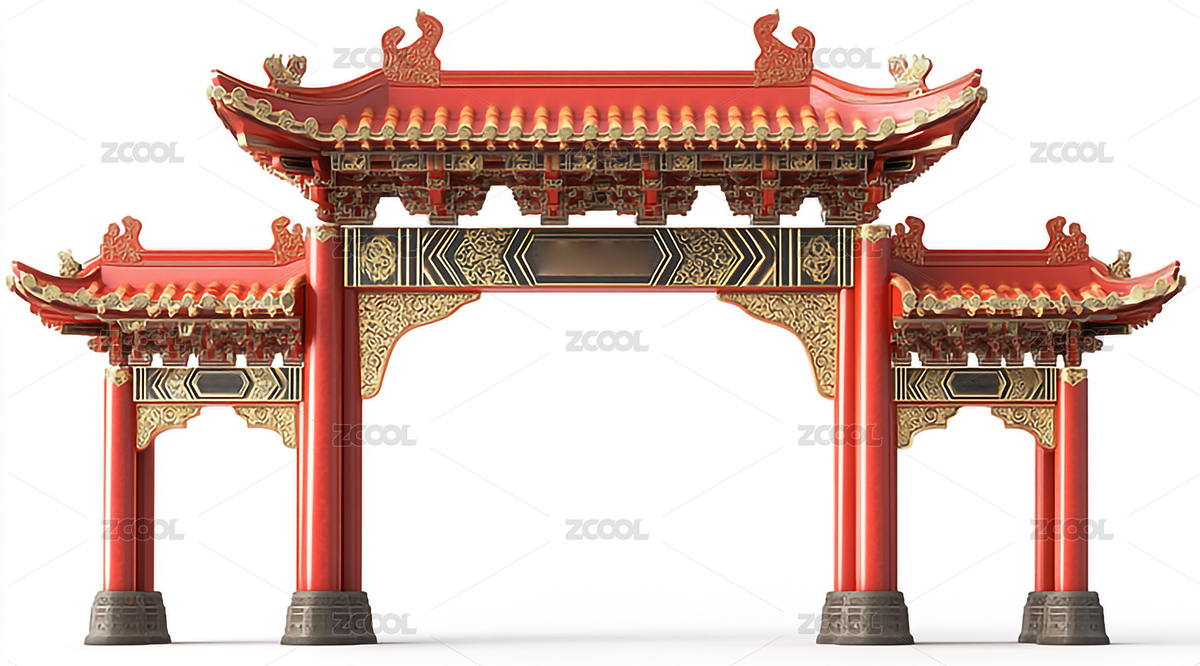 春節(jié)裝飾的中國(guó)風(fēng)門(mén)樓（主預(yù)覽-9588075） - 未分類(lèi) - 站酷設(shè)計(jì)師吉祥魚(yú)原創(chuàng)素材 - 站酷ZCOOL