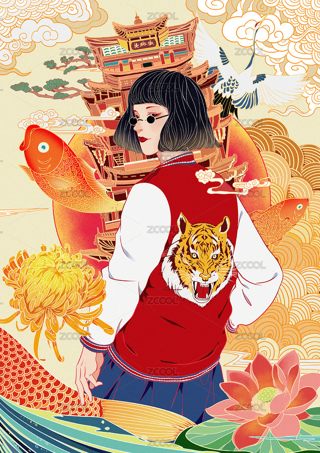 國潮少女（主預(yù)覽-7599830） - 未分類 - 站酷設(shè)計師阿諾anuo原創(chuàng)素材 - 站酷ZCOOL