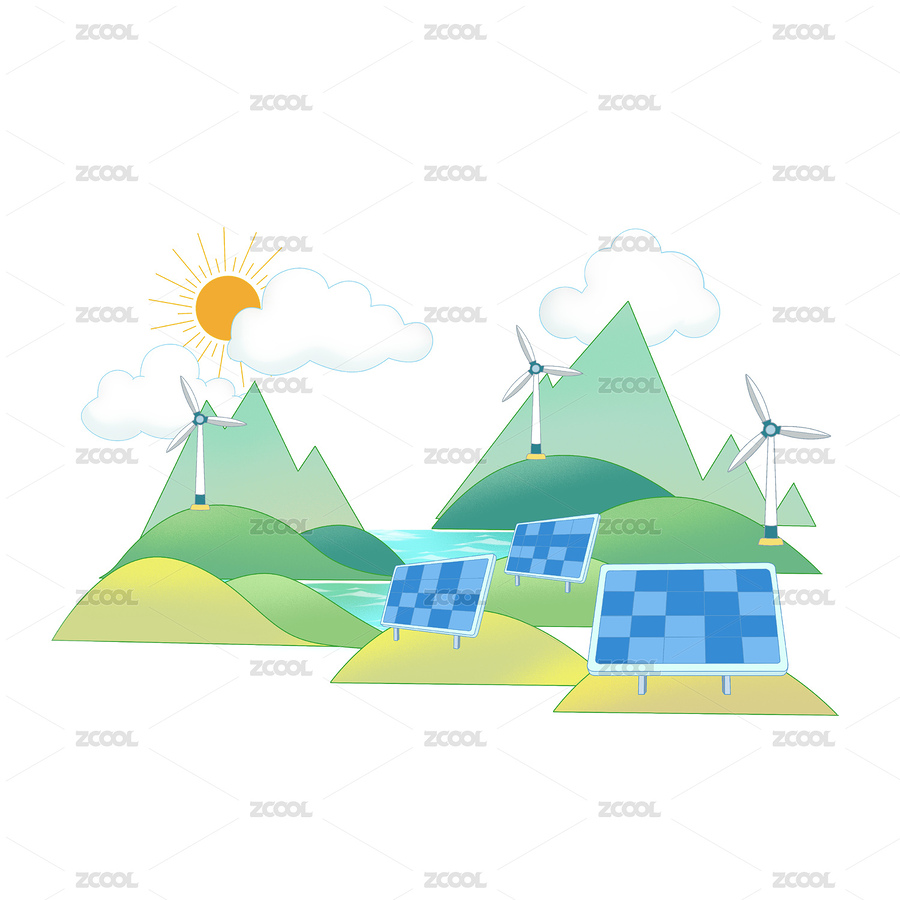 清洁能源插画风力发电（主预览-11330762） - 未分类 - 站酷设计师灯灯登原创素材 - 站酷ZCOOL